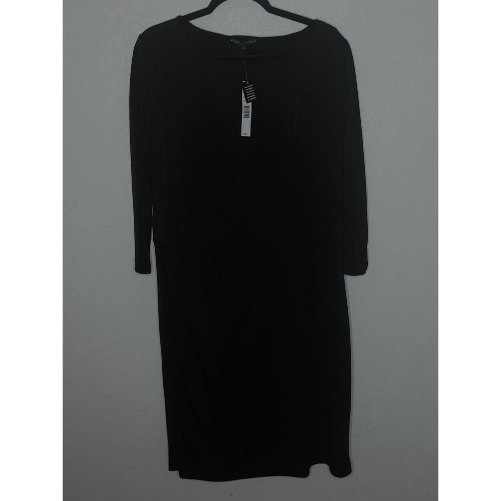 PRESTON & YORK Dress Womens XL Navy Ruched Sandra Knit Midi Lined Formal NWT$89‎